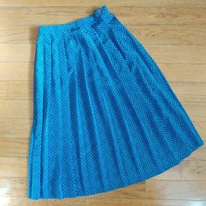 Vintage '80s TAN JAY Printed Pleated Midi Skirt